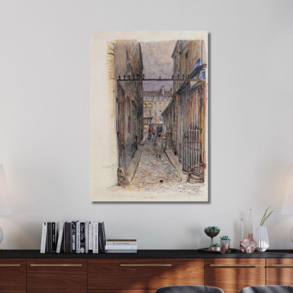 Rue Des Oiseaux Marché Des Enfants-Rouges Di Sera 3° Arrondissement Frédéric Houbron fhb35 quadro stampato su tela