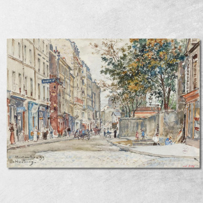 Rue Hermel A Montmartre Frédéric Houbron fhb36 quadro stampato su tela