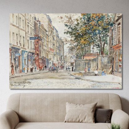 Rue Hermel A Montmartre Frédéric Houbron fhb36 quadro stampato su tela