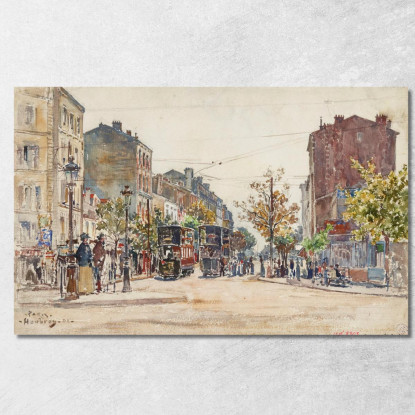 Tram A Due Piani In Un Viale Di Parigi Nel 1901 Frédéric Houbron fhb37 quadro stampato su tela