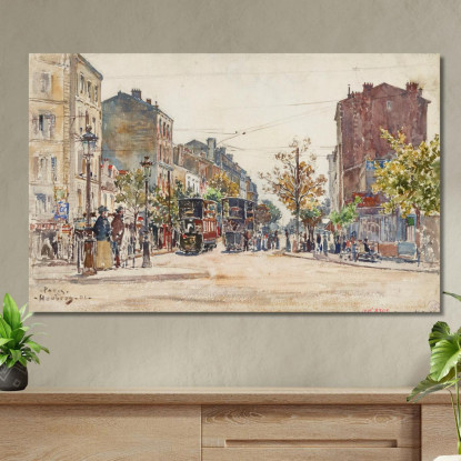 Tram A Due Piani In Un Viale Di Parigi Nel 1901 Frédéric Houbron fhb37 quadro stampato su tela