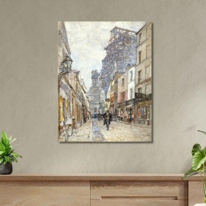 Rue Du Chevalier-De-La-Barre Con Il Sacré-Cœur In Costruzione Frédéric Houbron fhb39 quadro stampato su tela