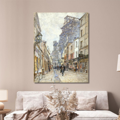 Rue Du Chevalier-De-La-Barre Con Il Sacré-Cœur In Costruzione Frédéric Houbron fhb39 quadro stampato su tela