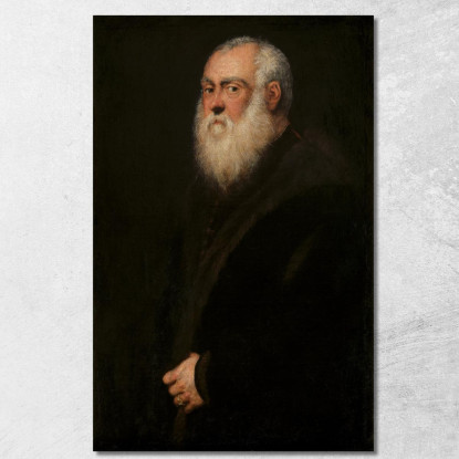 Uomo Con Barba Bianca Jacopo Tintoretto jtn10 quadro stampato su tela