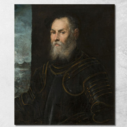 Ritratto Di Un Ammiraglio Veneziano Jacopo Tintoretto jtn25 quadro stampato su tela