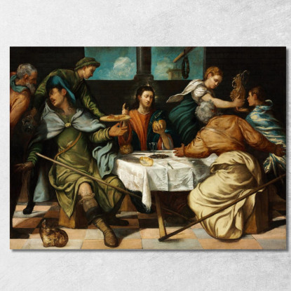 La Cena In Emmaus Jacopo Tintoretto jtn45 quadro stampato su tela