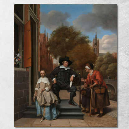 Adolf E Catharina Croeser Noti Come 'Il Borgomastro Di Delft E Sua Figlia' Jan Steen jsn14 quadro stampato su tela