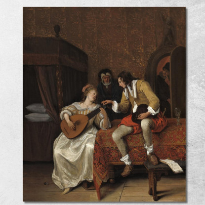 Ascagnes E Lucelle (La Lezione Di Musica) Jan Steen jsn17 quadro stampato su tela