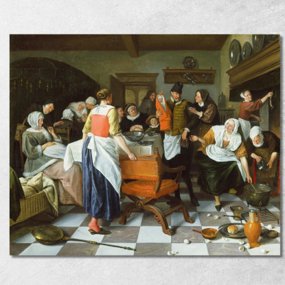 Celebrazione Della Nascita Jan Steen jsn20 quadro stampato su tela