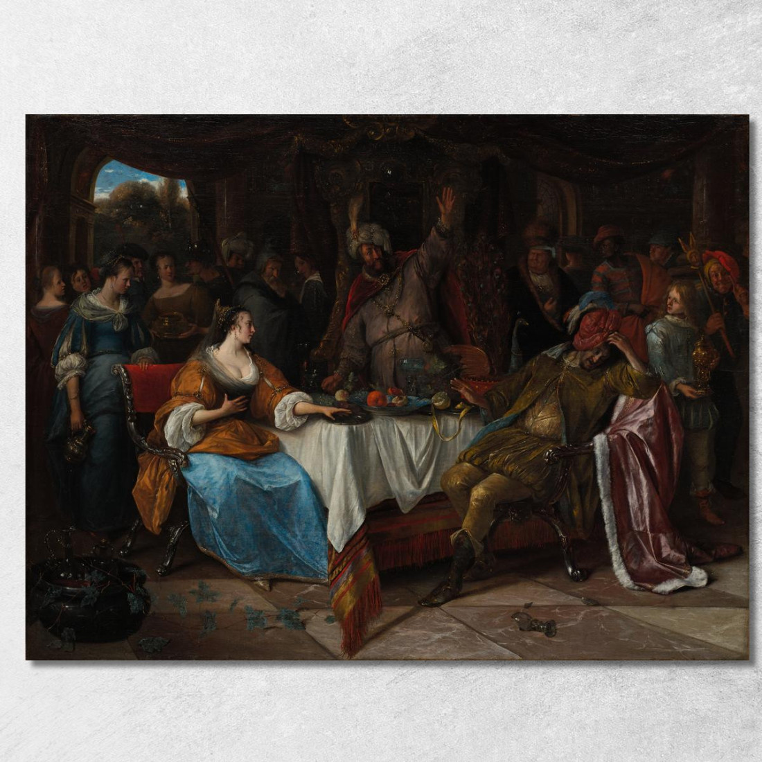 Ester Assuero E Aman Jan Steen jsn25 quadro stampato su tela