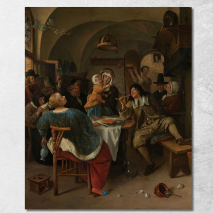 Scena Familiare Jan Steen jsn26 quadro stampato su tela