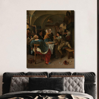 Scena Familiare Jan Steen jsn26 quadro stampato su tela