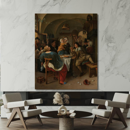 Scena Familiare Jan Steen jsn26 quadro stampato su tela