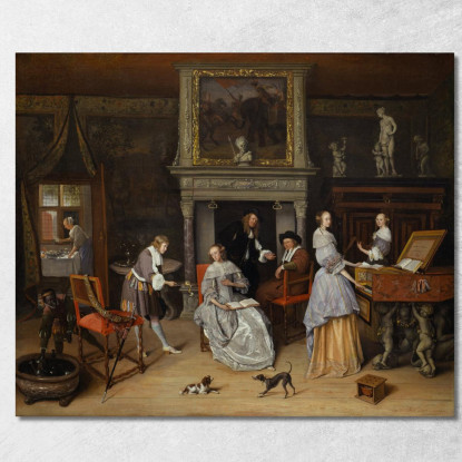 Interno Fantastico Con Jan Steen E La Famiglia Di Gerrit Schouten Jan Steen jsn27 quadro stampato su tela