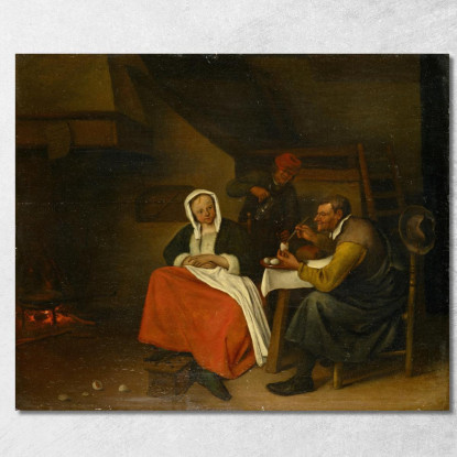 Contadino Che Mangia Uova Jan Steen jsn28 quadro stampato su tela
