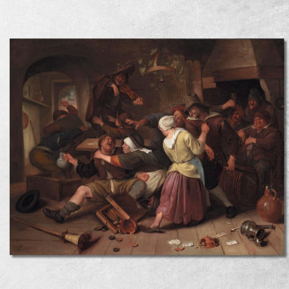 Giocatori D'Azzardo Che Litigano Jan Steen jsn29 quadro stampato su tela