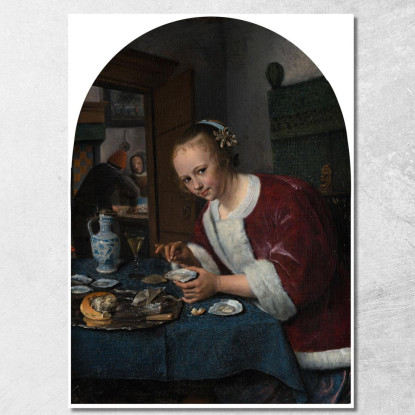 Ragazza Che Mangia Ostriche Jan Steen jsn30 quadro stampato su tela