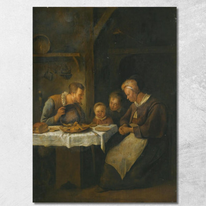Preghiera Prima Del Pasto Jan Steen jsn31 quadro stampato su tela