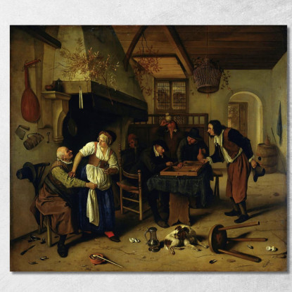 Interno Di Un'Osteria Con Un Vecchio Che Si Diverte Con La Locandiera E Due Uomini Che Giocano A Tric-Trac Noto Come 'Due Tipi