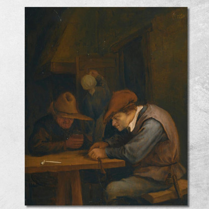 Contadini Che Bevono E Tagliano Tabacco In Un'Osteria Jan Steen jsn42 quadro stampato su tela