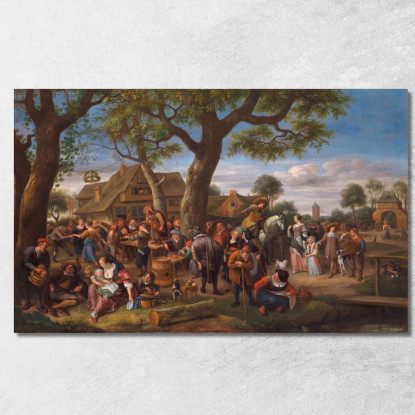Contadini Che Si Divertono Fuori Da Un'Osteria Jan Steen jsn43 quadro stampato su tela
