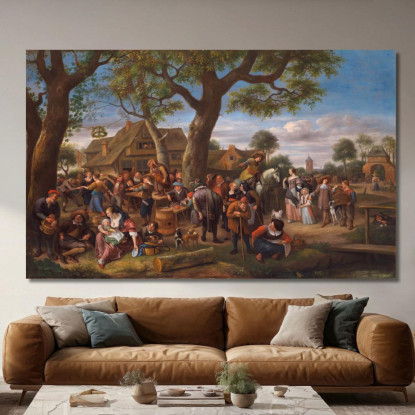 Contadini Che Si Divertono Fuori Da Un'Osteria Jan Steen jsn43 quadro stampato su tela