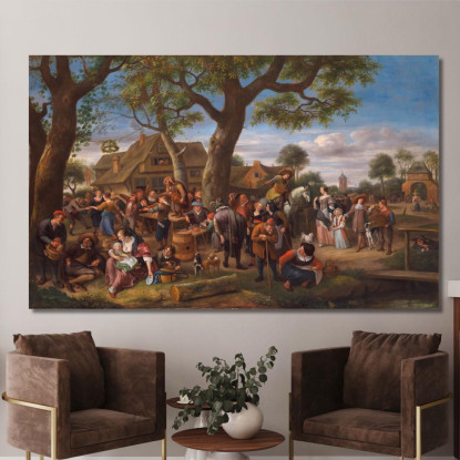 Contadini Che Si Divertono Fuori Da Un'Osteria Jan Steen jsn43 quadro stampato su tela