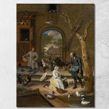 Ritratto Di Jacoba Maria Van Wassenaer (1654-1683) Noto Come 'Il Pollaio' Jan Steen jsn44 quadro stampato su tela