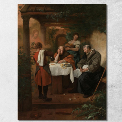 Cena In Emmaus Jan Steen jsn50 quadro stampato su tela