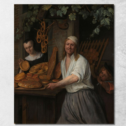 Il Fornaio Arent Oostwaard E Sua Moglie Catharina Keizerswaard Jan Steen jsn53 quadro stampato su tela