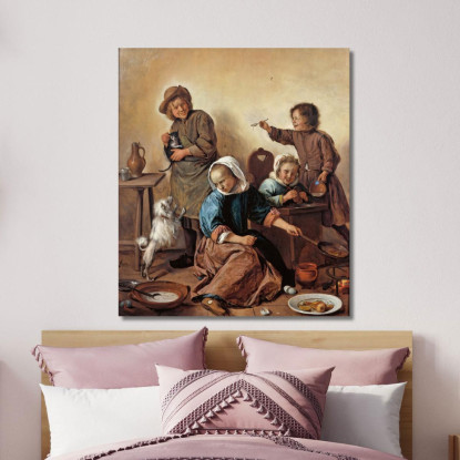 Il Pasto Dei Bambini Jan Steen jsn55 quadro stampato su tela