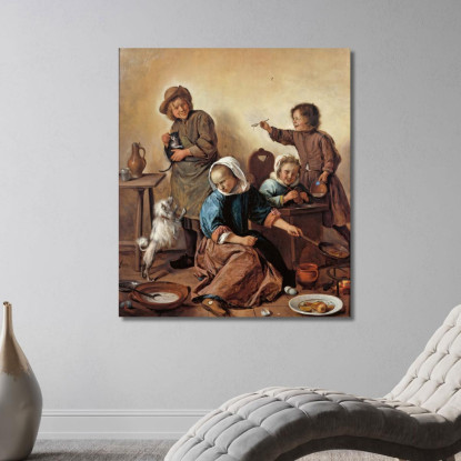 Il Pasto Dei Bambini Jan Steen jsn55 quadro stampato su tela