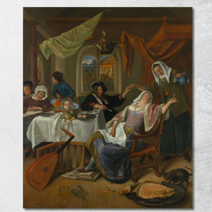 La Casa Dissoluta Jan Steen jsn58 quadro stampato su tela