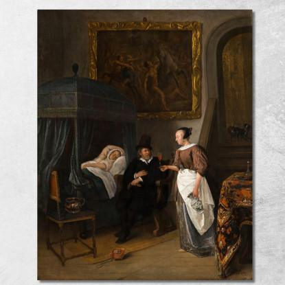 La Visita Del Dottore Jan Steen jsn59 quadro stampato su tela