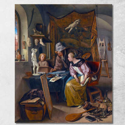 La Lezione Di Disegno Jan Steen jsn60 quadro stampato su tela