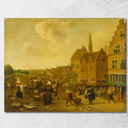 Il Mercato Del Pesce A Leida Jan Steen jsn65 quadro stampato su tela