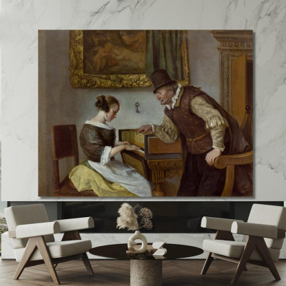 La Lezione Di Clavicembalo Jan Steen jsn67 quadro stampato su tela
