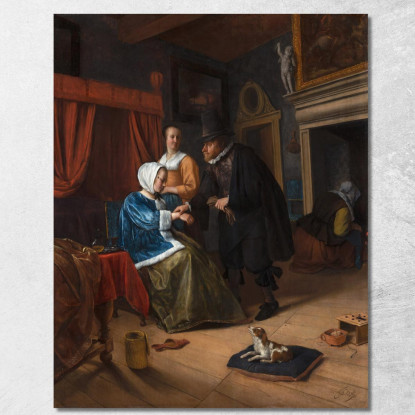 La Ragazza Malata Jan Steen jsn76 quadro stampato su tela