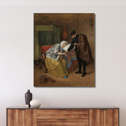 La Donna Malata Jan Steen jsn77 quadro stampato su tela