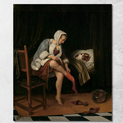 Donna Alla Sua Toilette Jan Steen jsn86 quadro stampato su tela