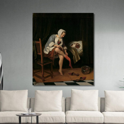 Donna Alla Sua Toilette Jan Steen jsn86 quadro stampato su tela