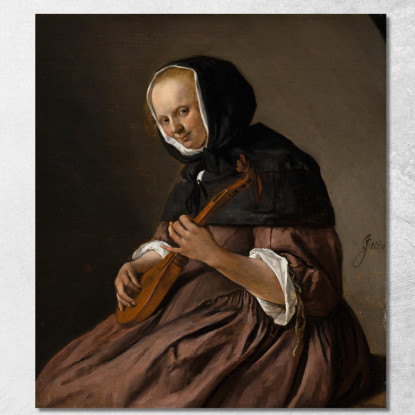 Donna Che Suona La Cetra Jan Steen jsn87 quadro stampato su tela