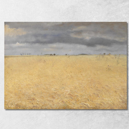 Un Campo Di Segale Vicino Al Villaggio Di Ring Laurits Andersen Ring lar3 quadro stampato su tela