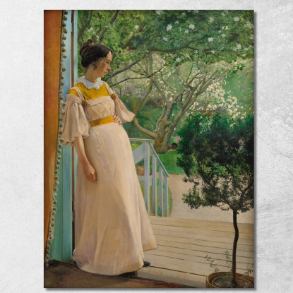 Alla Finestra Francese. La Moglie Dell'Artista Laurits Andersen Ring lar6 quadro stampato su tela
