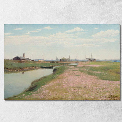 Il Fiume E Il Porto A Frederiksværk Laurits Andersen Ring lar33 quadro stampato su tela