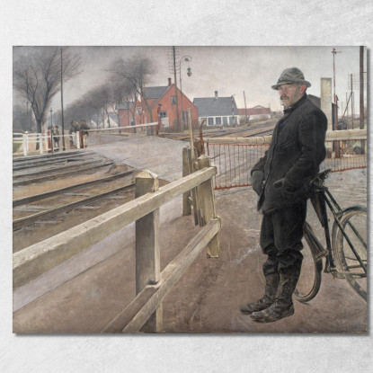 In Attesa Del Treno. Passaggio A Livello Sulla Strada Di Roskilde Laurits Andersen Ring lar43 quadro stampato su tela