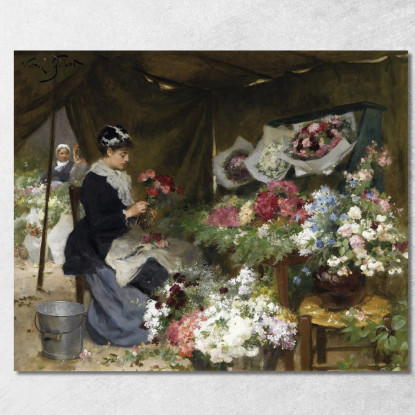 Una Fioraia Che Prepara I Suoi Bouquet Victor Gabriel Gilbert vgg1 quadro stampato su tela
