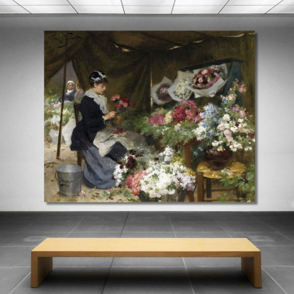 Una Fioraia Che Prepara I Suoi Bouquet Victor Gabriel Gilbert vgg1 quadro stampato su tela