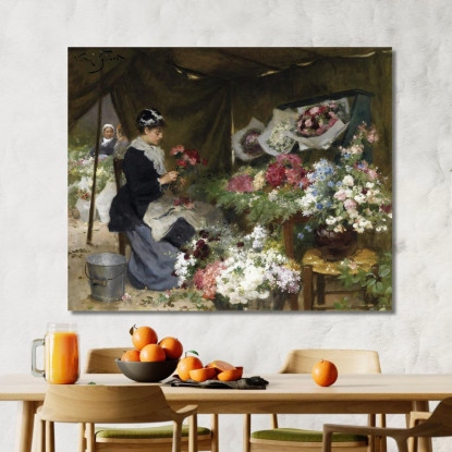 Una Fioraia Che Prepara I Suoi Bouquet Victor Gabriel Gilbert vgg1 quadro stampato su tela