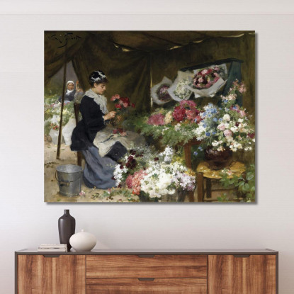 Una Fioraia Che Prepara I Suoi Bouquet Victor Gabriel Gilbert vgg1 quadro stampato su tela